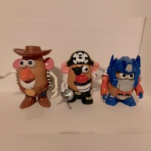 (3) Mr Potato Head Lot. Optimus Prime,Woody & a Pirate.